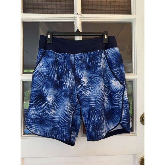LANDS' END WOMEN'S QUICK DRY 5-INCH SWIM SHORTS WITH PANTY Size 8 Blue Swirl - Picture 13 of 16